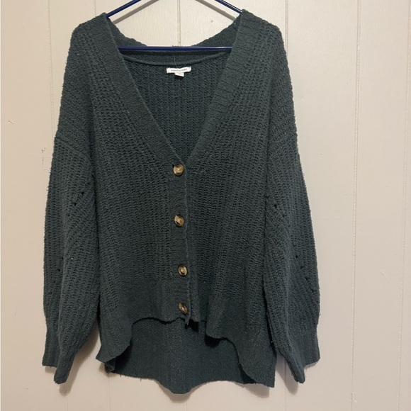 American Eagle Outfitters dark green Off-the-Shoulder Sweater - Picture 1 of 2